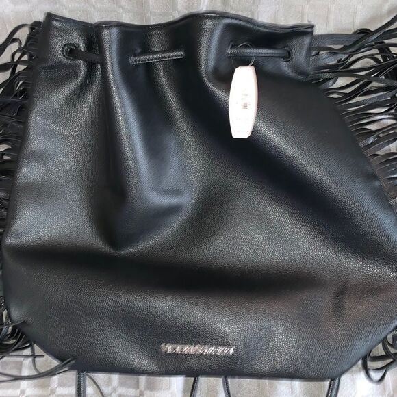 New w/tags! VS black fringe backpack purse RARE main image 4